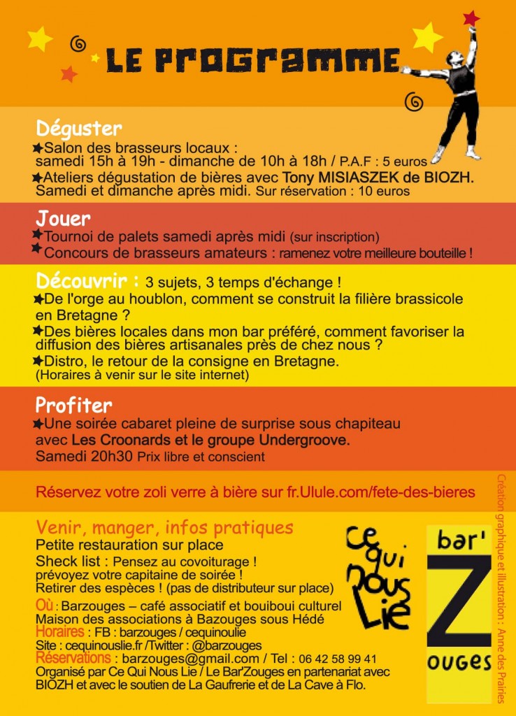 Programme Fête des bières du coin à Bazouges sous Hédé octobre 2016