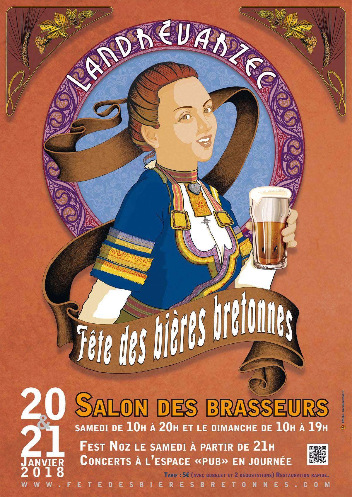 Affiche Fête des bières bretonnes de Landrévarzec Janvier 2018