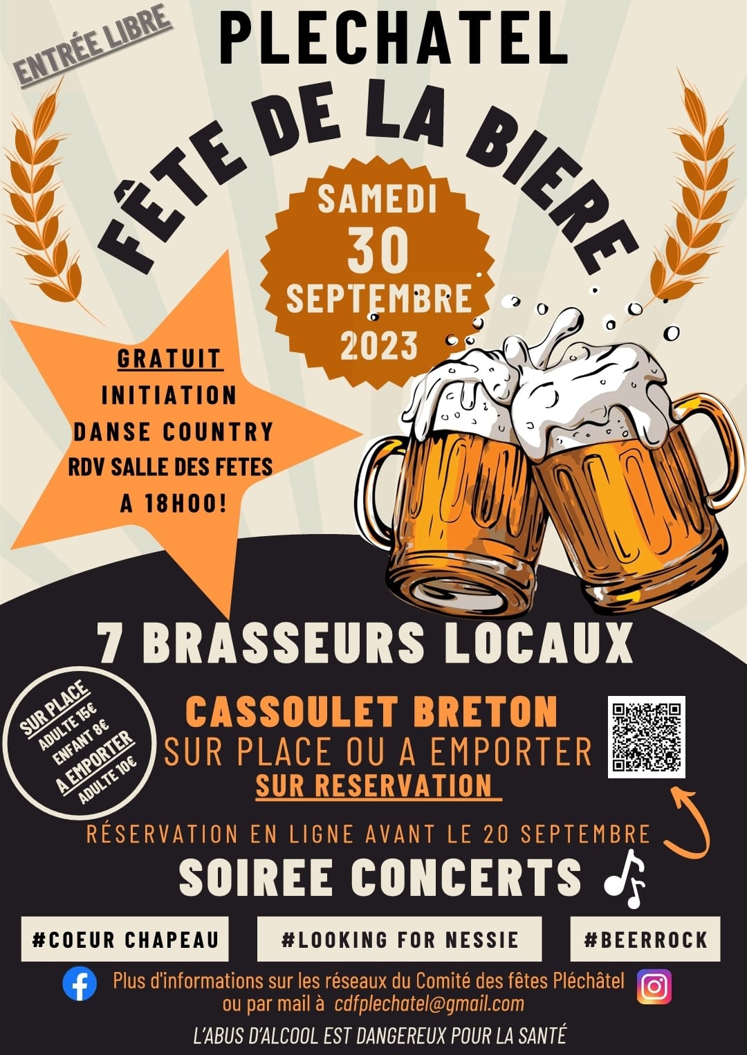 Affiche Fete De La Biere Plechatel 2023