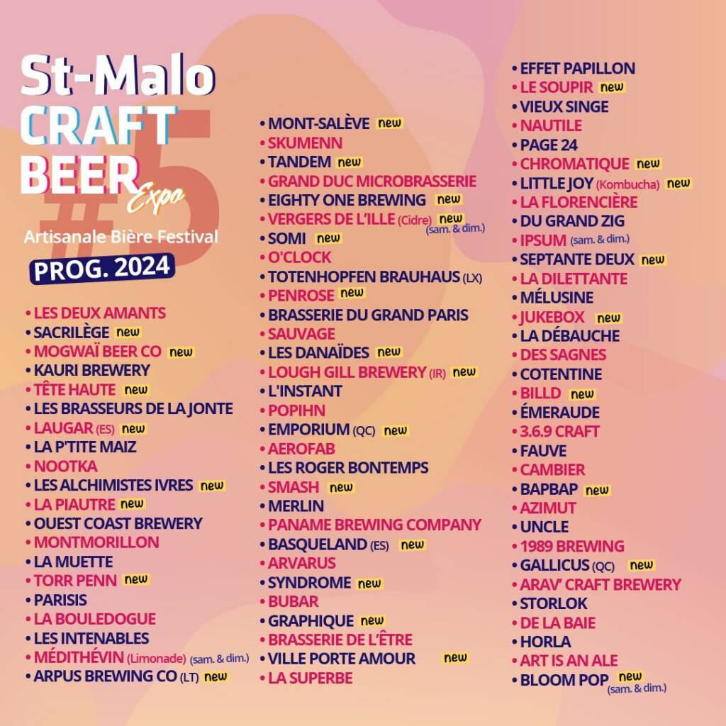 Programmation Saint Malo Craft Beer Expo 2024