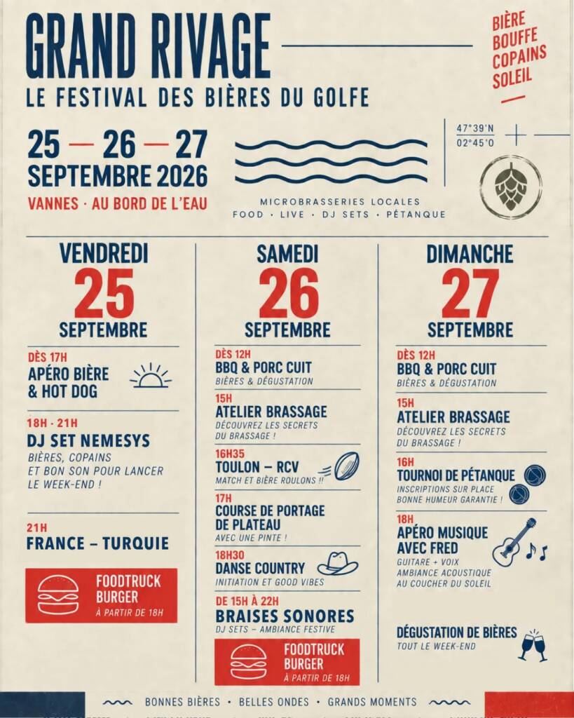 programmation grand rivage festival bieres golfe vannes 2026